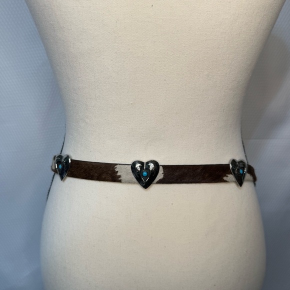 Vintage Nickel Silver Turquoise Heart Concho Western Belt main image 8